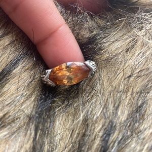 Sterling silver size 6 cocktail ring with citrine style stone